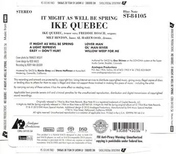 Ike Quebec - It Might As Well Be Spring (1961) {Analogue Production CBNJ 84105 SA}