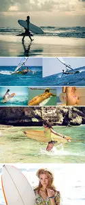 Stock Photo: People and surfing on the sea