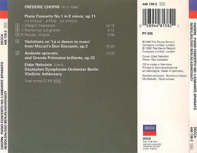 Eldar Nebolsin, Vladimir Ashkenazy, Deutsches Symphonie-Orchester Berlin - Frédéric Chopin: Piano Concerto No. 1 (1996)