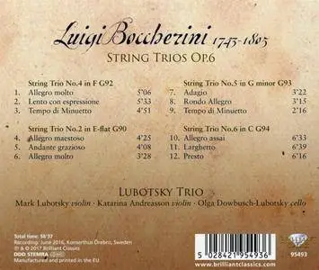 Lubotsky Trio - Boccherini: String Trios, Op. 6 (2017)