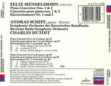 András Schiff, Charles Dutoit, Bavarian Radio Symphony Orchestra – Mendelssohn: Piano Concertos Nos. 1 & 2 (1985)