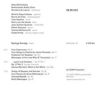 Reinbert de Leeuw - György Kurtág: Complete Works for Ensemble and Choir (2017)