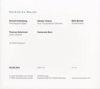 Thomas Zehetmair & Camerata Bern - Verklarte Nacht - Schönberg, Veress, Bartok (2001) {ECM New Series}