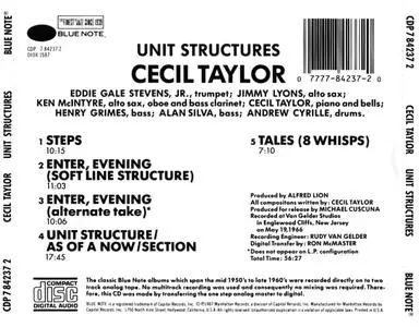 Cecil Taylor - Unit Structures (1966) {Blue Note CDP 7 84237 2 rel 1987, Ron McMaster}