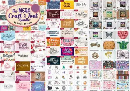 The Mega Font & Craft Bundle - 40 Premium Fonts & 60 Premium Crafts