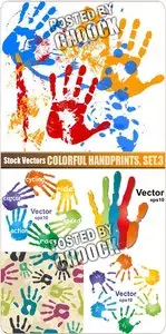 Colorful handprints. Set.3 - Stock Vector