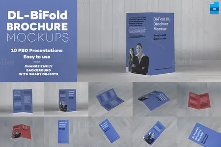 CreativeMarket - DL Bi-Fold Brochure Mockup