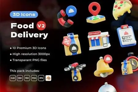 Food Delivery 3D Icons Vol. 2