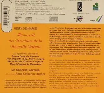 Anne-Catherine Bucher, Le Concert Lorrain - Henry Desmarest: Manuscrit des Ursulines de la Nouvelle-Orléans (2002)