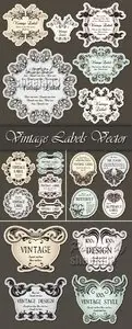 Vintage Floral Labels Vector