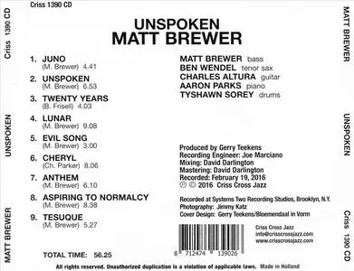 Matt Brewer - Unspoken (2016) {Criss Cross Jazz}