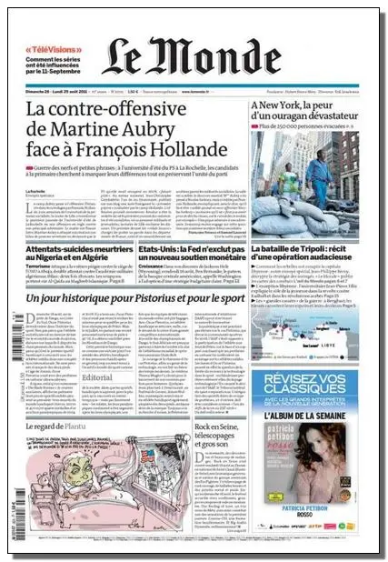 Le Monde & Supplément TV - Dimanche 28 & Lundi 29 aout 2011