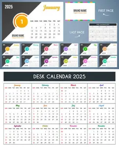 2025 New Year Minimalist Desk Calendar Templates