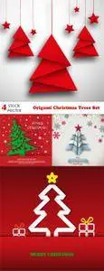 Vectors - Origami Christmas Trees Set