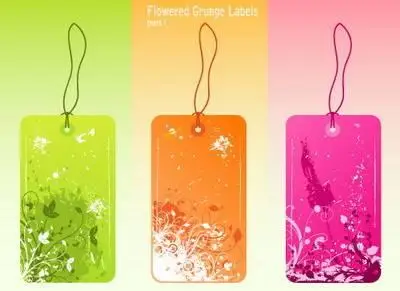 3 Vector Flowered Grunge Labels Vector I