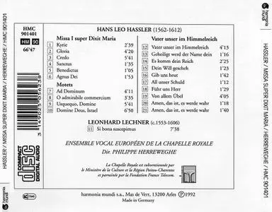 Philippe Herreweghe, Ensemble Vocal Européen de la Chapelle Royale - Hassler: Missa super Dixit Maria, Motets (1992)
