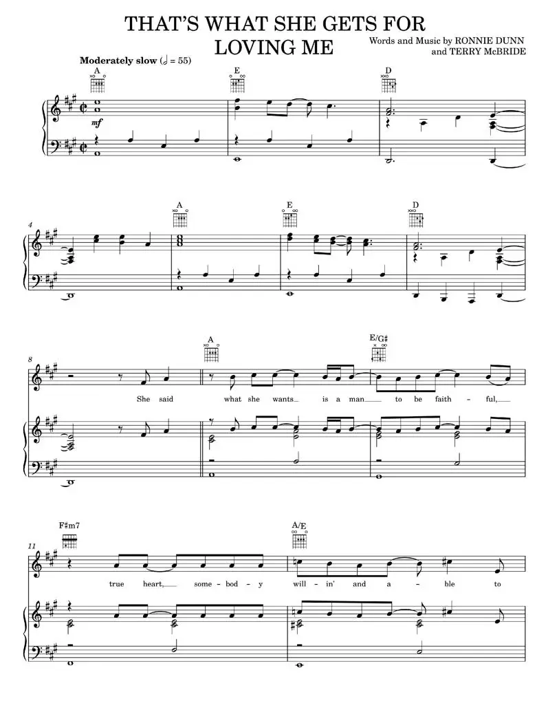 That's What She Gets For Loving Me - Brooks & Dunn, John Waite (Piano-Vocal-Guitar)