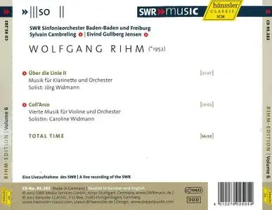 SWR Sinfonieorchester Baden-Baden und Freiburg - Wolfgang Rihm: Über die Linie II; Coll'Arco (2012)