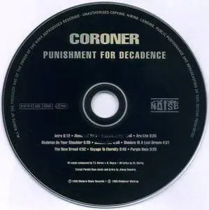 Coroner - Punishment For Decadence (1988) [Noise N 0119-3, W.Germany]