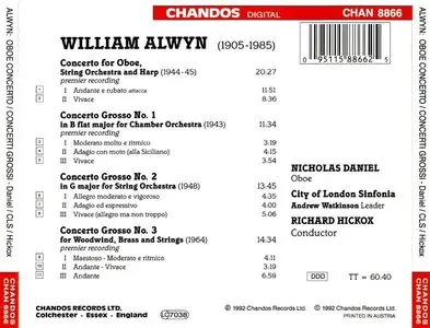 William Alwyn - Oboe Concerto and Three Concerti Grossi  (City of London Sinfonia. Richard Hickox, conductor)