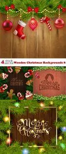 Vectors - Wooden Christmas Backgrounds 8