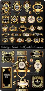 Vintage labels with gold elements