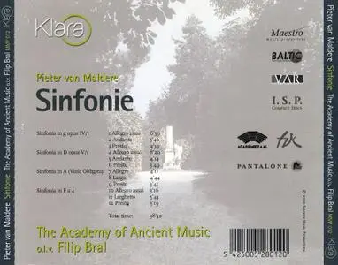 Filip Bral, The Academy of Ancient Music - Pieter van Maldere: Sinfonie (2000)