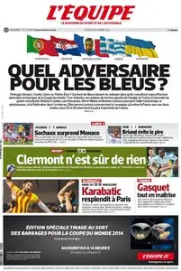 L'Equipe du Lundi 21 Octobre 2013