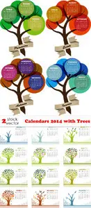 Vectors - Calendars 2014 with Trees