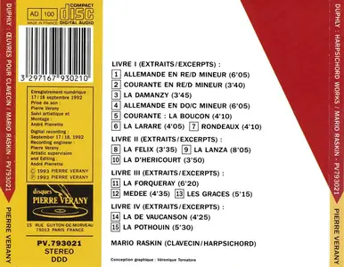 Mario Raskin - Duphly: Œuvres pour Сlavecin (1993)