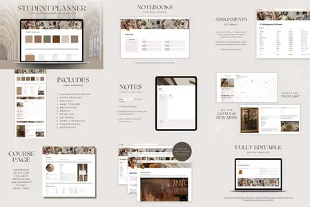 Student Planner - Light Academia Notion Templates