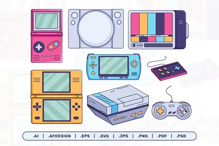 EE - Retro or Classic Gaming Device Illustration MTN7FZZ