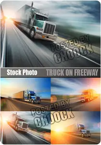 Stock Photo: Truck on freeway