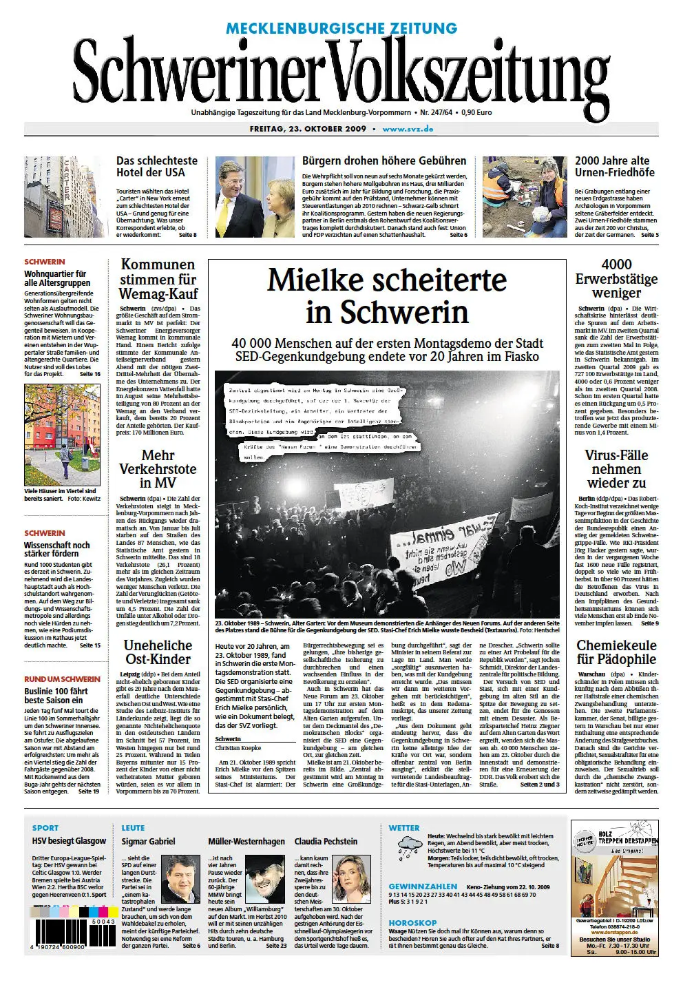 Schweriner Volkszeitung 23.10.2009 (Ausgabe Stadt Schwerin)