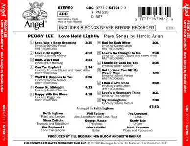 Peggy Lee - Love Held Lightly (Rare Songs by Harold Arlen) (1993)