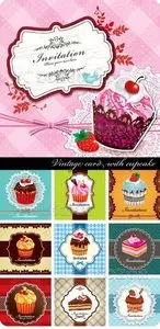 Vintage card with cupcake