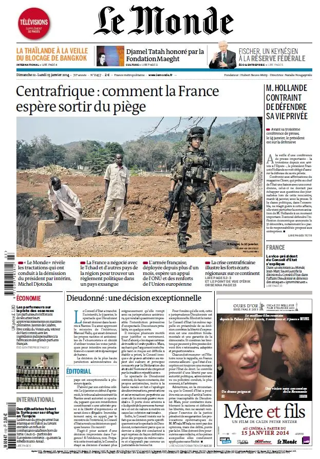 Le Monde & Suppléments du Dimanche 12 et Lundi 13 Janvier 2014