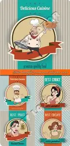 Poster beautiful woman and cook best price vector