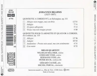 Melos Quartett, Gérard Caussé, Michel Portal - Johannes Brahms: Quintettes Op. 111 & 115 (1991)