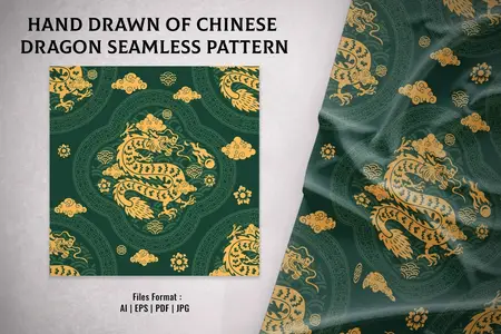 EE - Hand Drawn of Chinese Dragon Seamless Pattern MZZD7C3