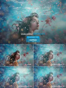 Underwater effect photo overlays transparent PNG for Photoshop