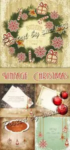 Vintage Christmas Backgrounds Vector