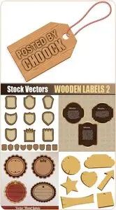 Wooden labels 2 - Stock Vector