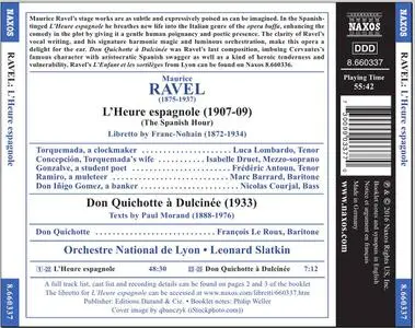 Leonard Slatkin, Orchestre National de Lyon - Ravel: L'Heure espagnole, Don Quichotte a Dulcinee (2016)