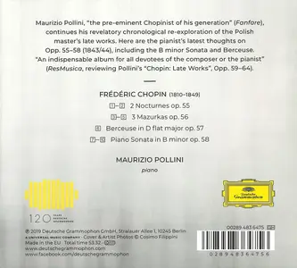 Maurizio Pollini - Frédéric Chopin: Nocturnes, Mazurkas, Berceuse, Sonata, Opp. 55-58 (2019)