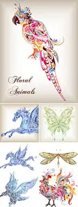 Floral Animals Vector