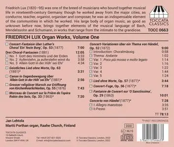 Jan Lehtola - Friedrich Lux: Organ Works, Vol.1 (2022)