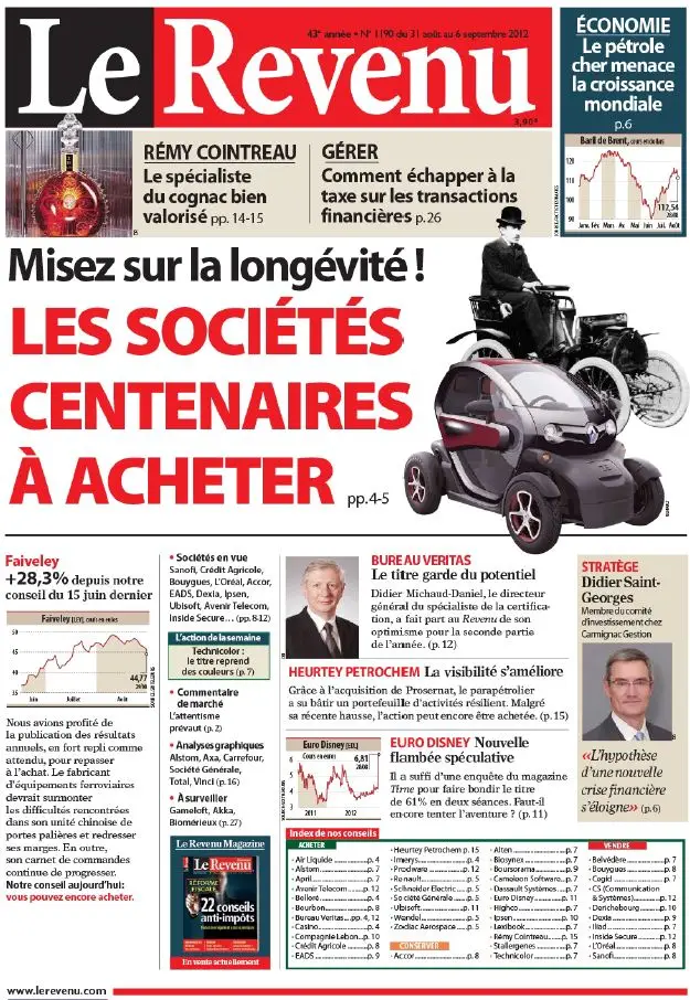 Le Revenu Hebdo Bourse 1190 - 31 Aout au 6 Septembre 2012