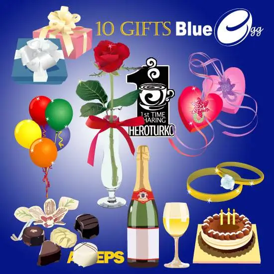 BlueEggs - 10 Gifts Vector Icons