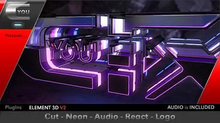 Cut Neon Audio React Logo - Project for After Effects (VideoHive)